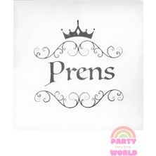 Party World 👑 Prens Yaldızlı Peçete Beyaz – 16 Adet 👑