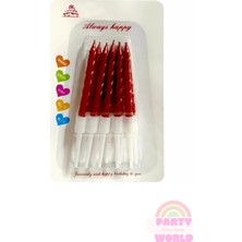 Party World Kırmızı Burgulu Mum – 10’lu Paket (7.5 Cm)