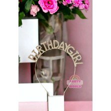 Party World Birthday Girl Yazılı Gold Renk Lüks Kristal Taşlı Taç