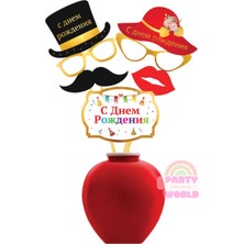 Party World Rusça Konuşma Balonu Seti Gold Varak Baskılı 6 Parça