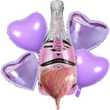 Party World Pembe Kalp Folyo Balon Demeti 6'lı Set