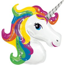 Party World Unicorn Renkli Folyo Balon 126 x 92 cm