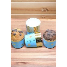 Party World Mavi Yıldız Renkli Muffin Cup – Cupcake Kabı-Kapsülü | 12’li Paket