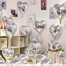 Party World 10’lu Kalp Folyo Balon Seti – 18 Inç | Gold, Gümüş, Pembe, Kırmızı Renk Seçenekli