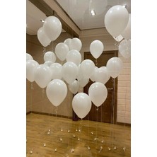 Party World 20'li Ipli Pastel Beyaz Lateks Balon Seti 12 Inç