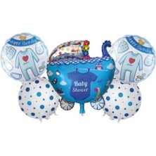 Party World Puset 5 Li Folyo Balon Seti Pembe & Mavi