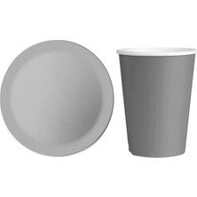 Party World 8'li Karton Tabak & Bardak Seti – Düz Renk | Doğum Günü ve Parti Seti