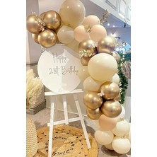 Party World 20’li Krem – Beyaz – Krom Gold Balon Seti | Dekoratif Parti Balonları