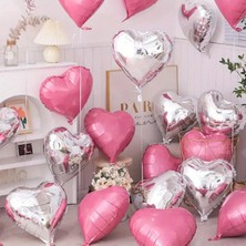 Party World 10’lu Kalp Folyo Balon Seti – 18 Inç | Gold, Gümüş, Pembe, Kırmızı Renk Seçenekli