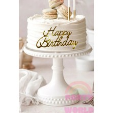 Party World Happy Birthday Gold Renkli Pleksi Pasta Orta Yazı