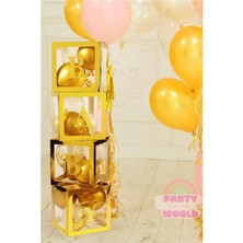 Party World Gold Altın 4 Lü Baby Yazılı Dekoratif Kutu 25 cm | Parti & Fotoğraf Süslemesi