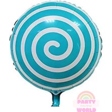 Party World Mavi Şeker (Lolipop) Folyo Balon 18 Inç (45 Cm)