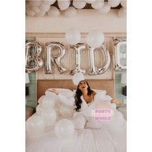 Party World Bride Oda Süsleme Seti Gümüş Folyo Balon + 30 Lu Beyaz Lateks Balon