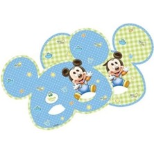 Party World Ilk Yaşım Mickey Mavi Temalı Karton Maske (6 Adet)