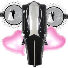 Party World "damat-Balonu 5'li Set | 70X47 cm Dev Damat Balon + 4 Adet Kalp Folyo Balon