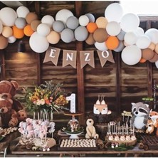 Party World Kahve Turuncu Balon Zincir Aparatı Balonları Doğum Günü Balonlar ve Şerit Aparatı Balon Zinciri Seti