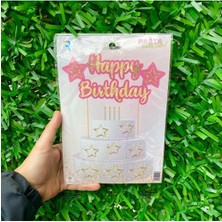 Party World Pasta Üstü Happy Birthday Banner Kürdan