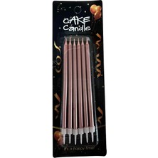 Party World 6'lı Ince Uzun Pasta Mumu 15 cm (Gold / Gümüş / Rose Gold)
