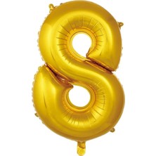 Party World 34 Inç Gold Rakam Folyo Balon 0'dan 9'a Kadar Seçenekli