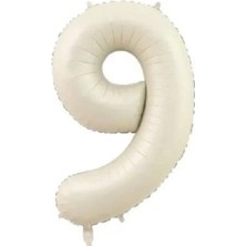 Party World 34 Inç Krem Rakam Folyo Balon 0'dan 9'a Kadar Seçenekli