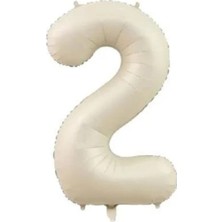 Party World 34 Inç Krem Rakam Folyo Balon 0'dan 9'a Kadar Seçenekli