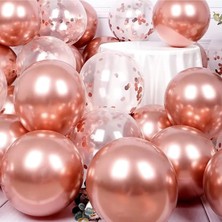Party World 10’lu Krom & Konfetili Balon Seti – Renk Seçenekli