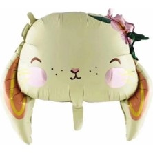 Party World Çiçekli Tavşan Folyo Balon – 65X54 cm – 1 Adet