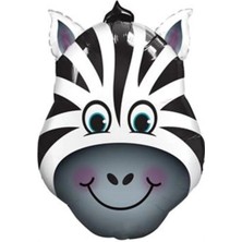 Party World Sevimli Zebra Kafa Folyo Balon – 22 Inç – 1 Adet