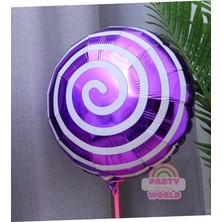 Party World Mor Şeker (Lolipop) Folyo Balon 18 Inç (45 Cm)
