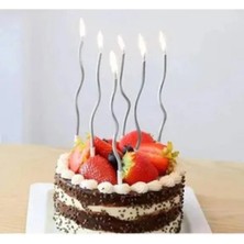 Party World Spiral Kıvrımlı Mum Altın-Gümüş Seçenekli 6'lı