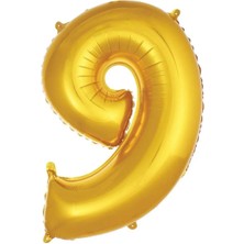 Party World 34 Inç Gold Rakam Folyo Balon 0'dan 9'a Kadar Seçenekli