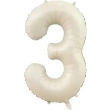 Party World 34 Inç Krem Rakam Folyo Balon 0'dan 9'a Kadar Seçenekli