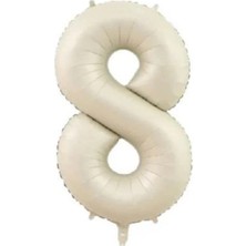 Party World 34 Inç Krem Rakam Folyo Balon 0'dan 9'a Kadar Seçenekli
