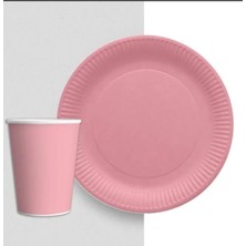 Party World 8'li Karton Tabak & Bardak Seti – Düz Renk | Doğum Günü ve Parti Seti