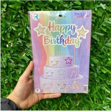 Party World Pasta Üstü Happy Birthday Banner Kürdan