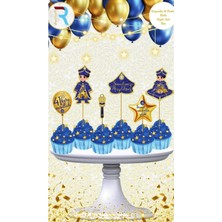 Party World Temalı Pasta Üstü Figür Kürdan Süsleri – 6’lı Paket | Doğum Günü & Özel Gün Süsleri