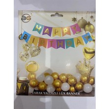 Party World Happy Bırthday Varak Yaldızlı Lüx Banner
