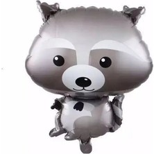 Party World Rakun Folyo Balon 48*65 cm Gri Renk Orman Hayvanları Temalı Doğum Günü Parti Balonu