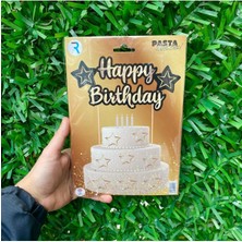 Party World Pasta Üstü Happy Birthday Banner Kürdan