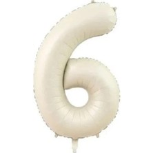 Party World 34 Inç Krem Rakam Folyo Balon 0'dan 9'a Kadar Seçenekli
