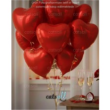 Party World 10'lu Kırmızı Kalp Folyo Balon 18 Inç 45 cm