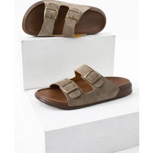 Adımist Unisex Ortopedik Günlük Yumuşak Deri Tokalı Ev Dışarı Terlik