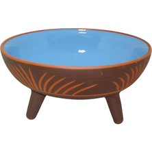 Royal Rain Store Sunum Kasesi, Seramik Ayaklı Sunum Kasesi, Servis Kasesi, Servis Tabağı, Kase, Tabak (Boncuk Mavi, 20 Cm)