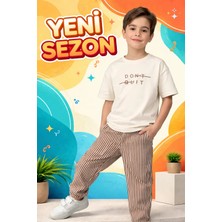 Almira Anne Bebek Gunluk Erkek Cocuk Kisa Kollu Tisort ve Cizgili Pantolon Takim