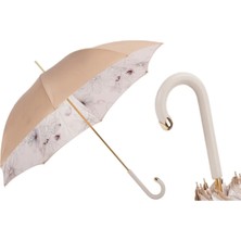 Pasotti Fildişi Çift Katmanlı Kumaş Deri Saplı Şemsiye 93 cm