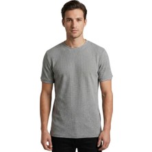 Trender Waffle O Yaka Erkek T-Shirt 2709 A.gri