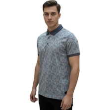 Lacaton Erkek Normal Beden 26-0300 Kendinden Desenli Polo Yakalı T-Shirt