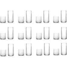 Paşabahçe Nova 24 Parçalı Su Meşrubat Bardak Seti Şeffaf Cam Desenli Tasarım