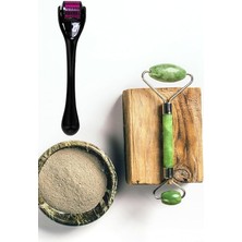 Royal Rain Store Dermaroller Saç Çıkarma Tarağı Iğneli Tarak 1 mm + Jade Roller Yüz Masaj Aleti Yeşim Taşı Seti, Dermajadeset