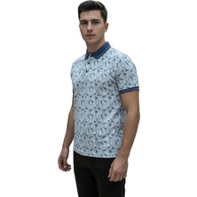 Lacaton Erkek Normal Beden 26-0300 Kendinden Desenli Polo Yakalı T-Shirt